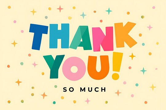 Colorful Thank You So Much Text with Confetti image