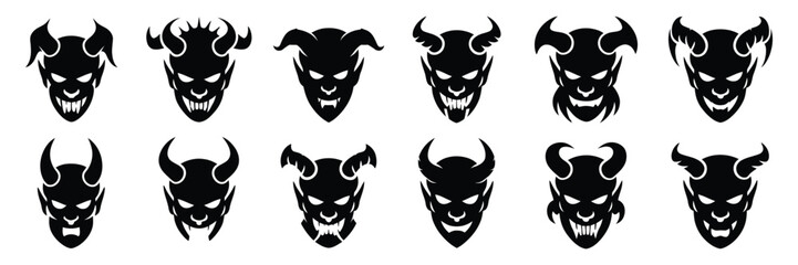Demon and Devil Silhouettes Set – Large Vector Pack of Fiery, Dark, and Hellish Figures, Isolated on White Background