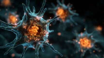 Artistic representation of active neural connections in the brain