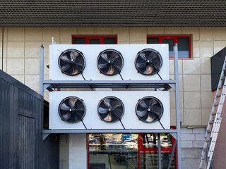 Ventilation and air conditioning system outside the building.