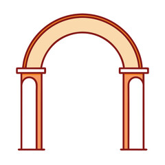 Simple Archway Illustration with Peach and Orange Colors for Wedding or Event Design