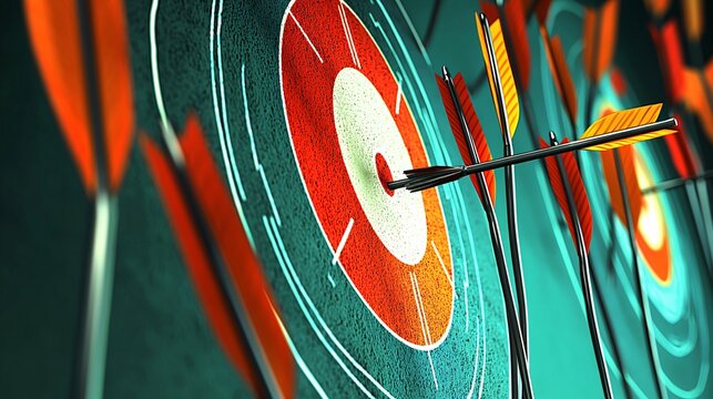 target board with various arrows, some missing the bullseye (representing inefficient spending), while one arrow hits the center precisely (representing optimized cost management). Focus on 
