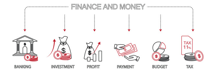 Banner financial and money concept vector illustration