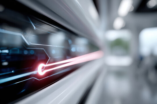 Futuristic loading bar showing progress on a device in a modern interior