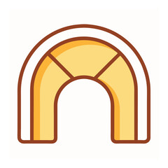 Fototapeta premium Stylized Yellow Archway Icon with Brown Outline and White Accent Line