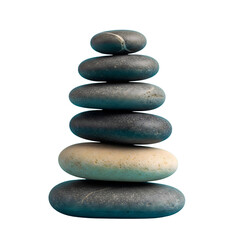 A stack of smooth zen stones is isolated on transparent background, symbolizing balance, wellness, and the art of meditation