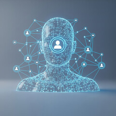 human head with binary code