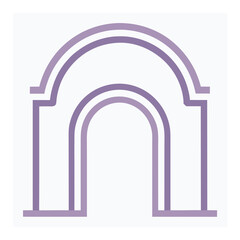 Fototapeta premium Elegant Double Archway Illustration with Soft Purple Outline on White Background for Design Projects