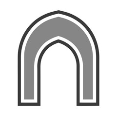 Fototapeta premium Arched Entrance Vector Illustration with Gray Fill and Dark Gray Outline on White Background