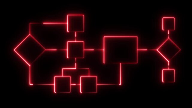 Workflow computer automation for business office. Design workflow automation with blank flowcharts. Algorithm flow. Developer writing flowchart to process set plan and manage project data document.