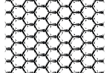 Honeycomb Seamless Vector Pattern. Detailed Engraved Hexagon Texture. Black and White Geometric Background