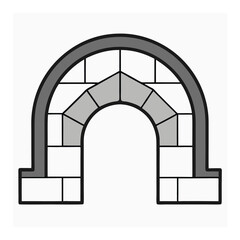 Illustration of a Stone Archway with Keystone and Gray Border Outline