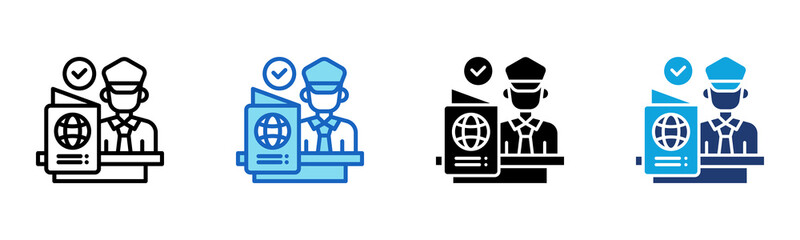 Immigration Officer icon Multi Style Vector Illustration