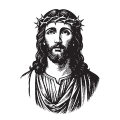 Jesus Christ upper body sketch vector 
