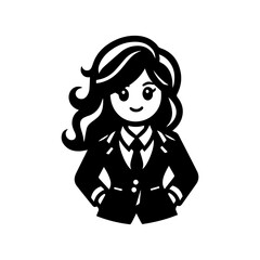 Fototapeta premium Stylish Cartoon Female Professional Figure in Formal Attire.