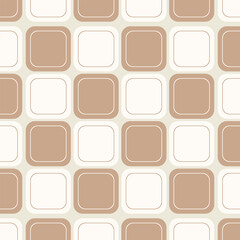 A minimal, modern, and seamless geometric pattern featuring square shapes in soft dusty rose beige, clay brown, and warm cream. Clean, neutral, and boho style perfect for digital paper or branding.
