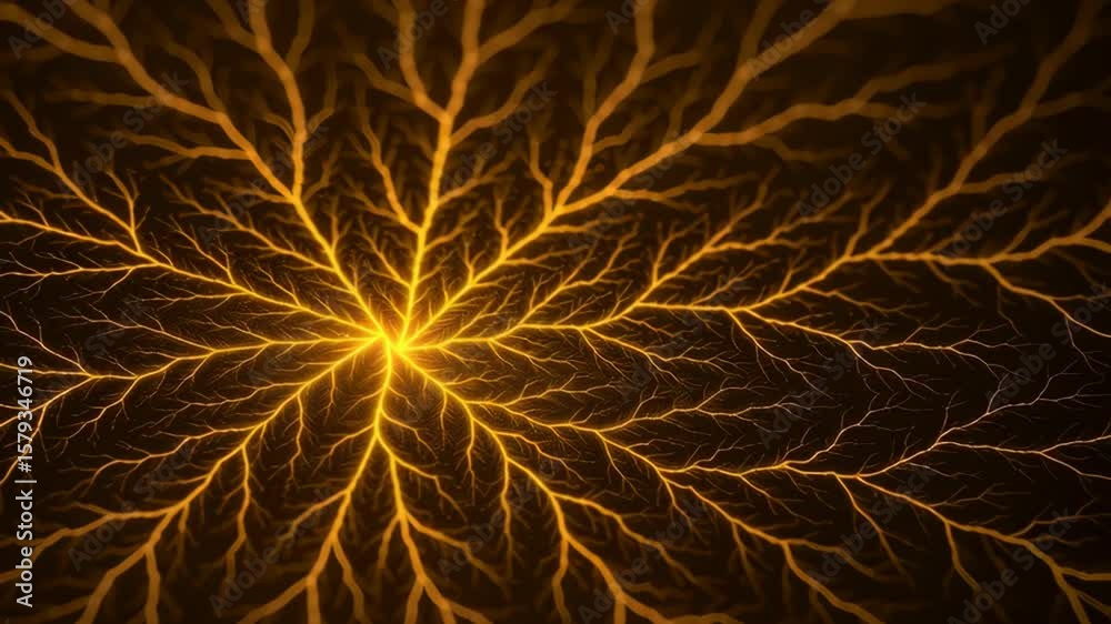 Poster abstract energy pattern with glowing lines radiating from center in dark background for design