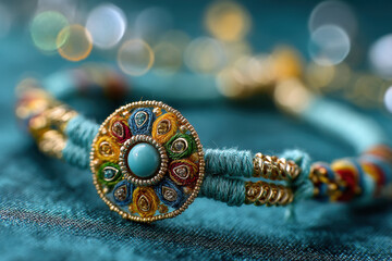 Fototapeta premium colorful rakhi on light blue background