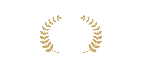 Golden Laurel Wreath. Award, winner, achievement, emblem. Wheat ears icon. Vector illustration