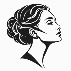 Stylized Black Silhouette of a Woman s Profile Vector Portrait Design