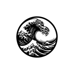 Powerful Ocean Wave in a Circular Design.