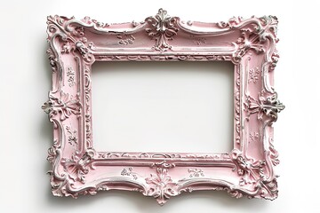 single blush pink ornate vintage picture frame with elegant detailing transparent background 