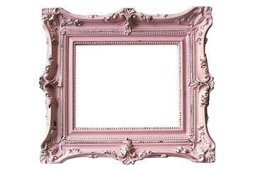 single blush pink ornate vintage picture frame with elegant detailing transparent background 