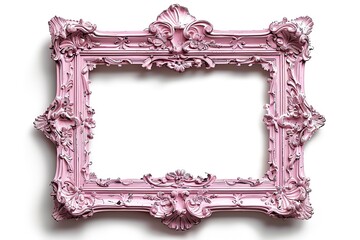 single dusty rose ornate vintage picture frame with delicate edges transparent background 