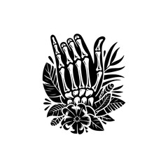 Artistic Skeleton Hand with Floral Embellishments in a Unique Design.