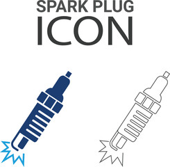Spark plug Line art icons, such as turbocharger diagnostics, fuel injector, turbine, spark plug, and more. Vector illustration. Easily changes to any color.