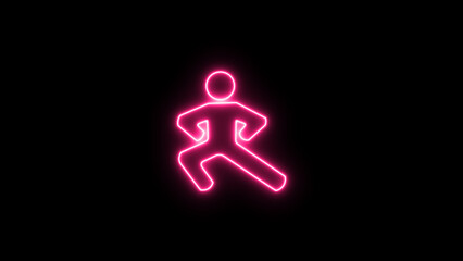 Glowing line Yoga practitioner on black background. yoga pose, symbolizing physical relaxation, menstrual wellness care, and hormonal balance.