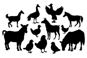 Vector art of silhouette of  farm animals collection 