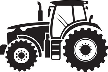 Obraz premium Tractor Silhouette on a Farm, Agricultural Machine Vector Illustration