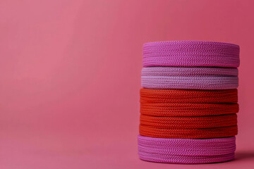 sustainable sports gear with eco-friendly minimalism. Compact and foldable yoga straps made from organic cotton, emphasizing simplicity and reusability