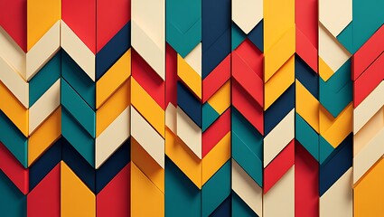 Colorful Geometric Pattern with Arrow Shapes, Abstract Arrow Pattern Background in Bright and Primary Colors