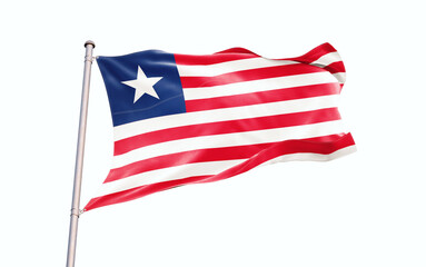 Liberia national flag waving isolated on white background with clipping path.