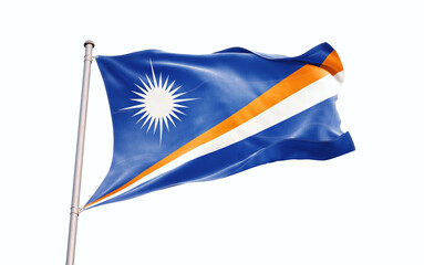 Marshall Islands national flag waving isolated on white background with clipping path.