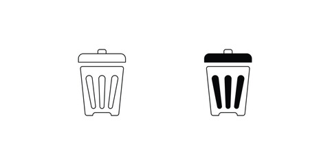 trash set icon with white background vector stock illustration