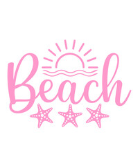 Beach typography clip art design on plain white transparent isolated background for card, shirt, hoodie, sweatshirt, apparel, tag, mug, icon, poster or badge