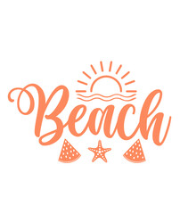Beach typography clip art design on plain white transparent isolated background for card, shirt, hoodie, sweatshirt, apparel, tag, mug, icon, poster or badge
