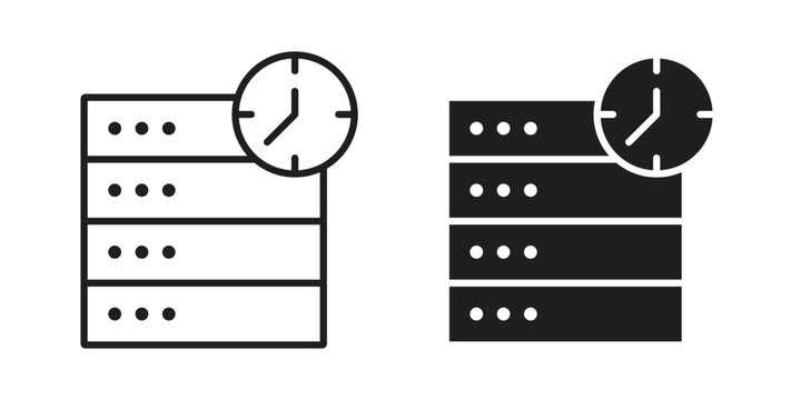 Real time data icons in trendy linear style vector. Vector illustration