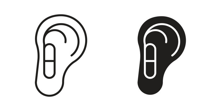 Otitis icons in trendy linear style vector. Vector illustration
