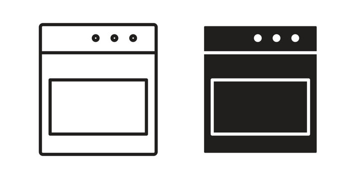 Oven icons in trendy linear style vector. Vector illustration