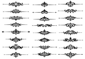 A collection of elegant divider designs showcases intricate scrollwork and floral motifs, perfect for adding a touch of sophistication to any creative project or layout.