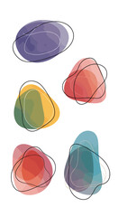 Obraz premium Abstract organic shapes with subtle overlay lines and pastel colors