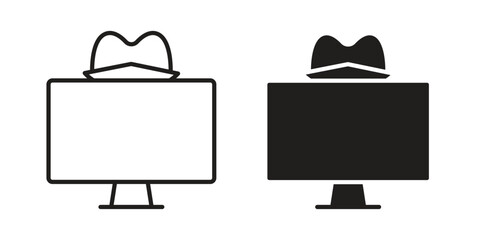 Hacker icons in trendy linear style vector. Vector illustration © Xevier