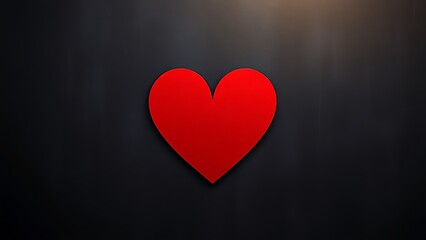Minimalist red heart shape on a dark textured background, symbolizing emotion and warmth.