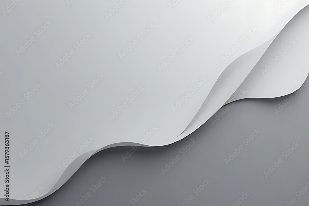 Poster abstract composition with curled paper edges in shades of gray creating a layered effect and a sense