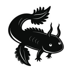 Axolotl Underwater Black Silhouette – Amphibian Wildlife Vector Icon