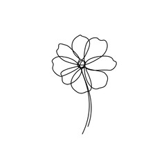 Minimalist cosmos flower one line art Illustration.